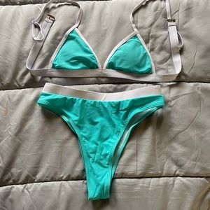 SHEIN high waisted teal bikini